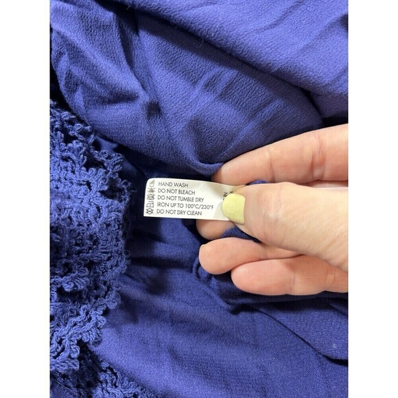 Poupette St Barth Maxi Dress Navy Blue XS Fringe Puka Shell Accents - Picture 13 of 16